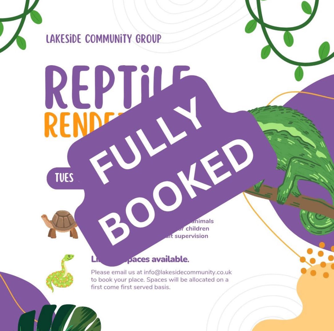 Today’s Reptile Rendezvous free community session is now fully booked. Please check out the other sessions running this week for some holiday fun!