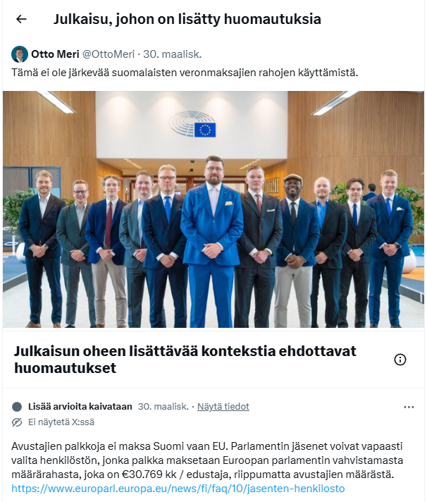 hponka's tweet image. Kyllä menee naurettavaksi, jos poliittista mielipiteiden vaihtoa aletaan käymään X:n yhteisöhuomautusten kautta. 

Ei viedä politikointia yhteisöhuomautuksiin, kiitos!

#politiikka #yhteisöhuomautukset