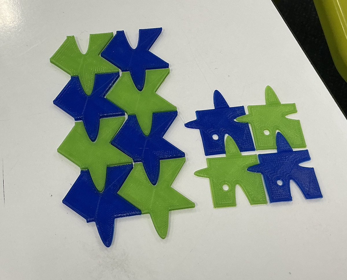 ParttimePleb's tweet image. So pleased with the way the stage 3 math group tessellations turned out. Used @tinkercad app to design,  printed on @ff3dprinters Adventurer 4 Pro. @NSWEducation #publiceducation @PeakhurstPS #STEM