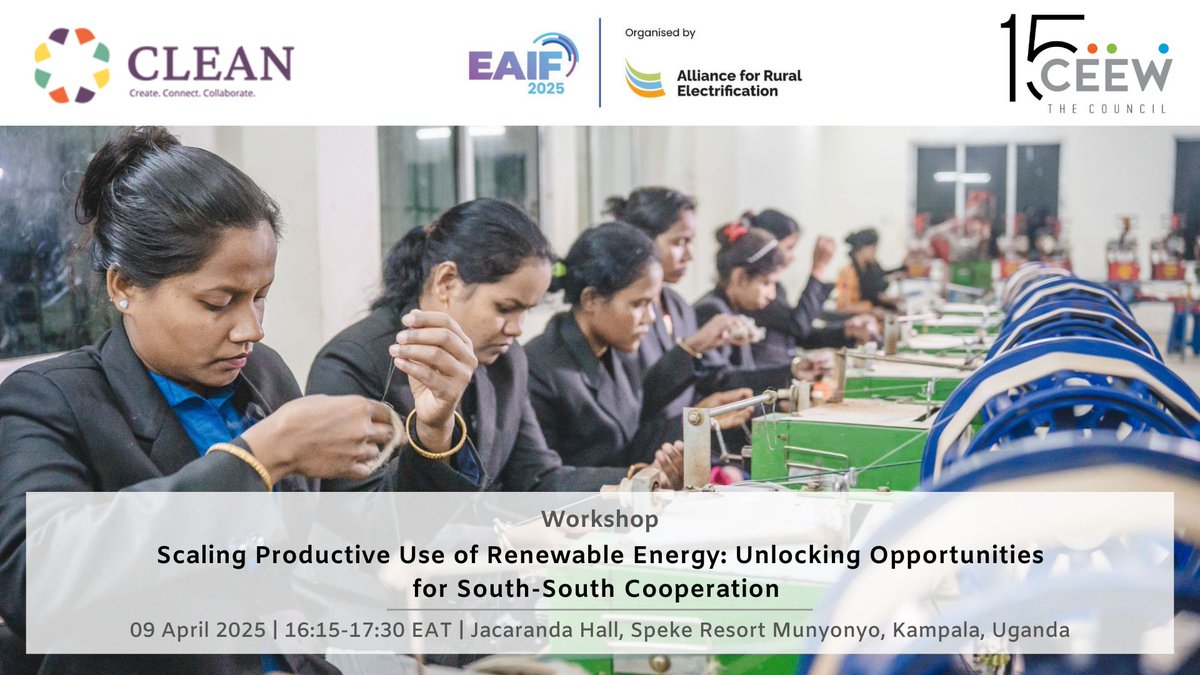 CEEWIndia's tweet photo. #CEEWEvents | Scaling #PUREtechnologies for South-South Cooperation
How can India's success with #EnergyAccess & renewable solutions inspire the Global South? Join CEEW & @thecleannetwork at #EAIF2025 to explore policy, financing & market linkages!
📅 9 Apr | ⏰ 16:15 EAT | 📍 Kampala
🔗 https://t.co/pUSmTT9Euf
@RuralElec @BloombergDotOrg @ajainme