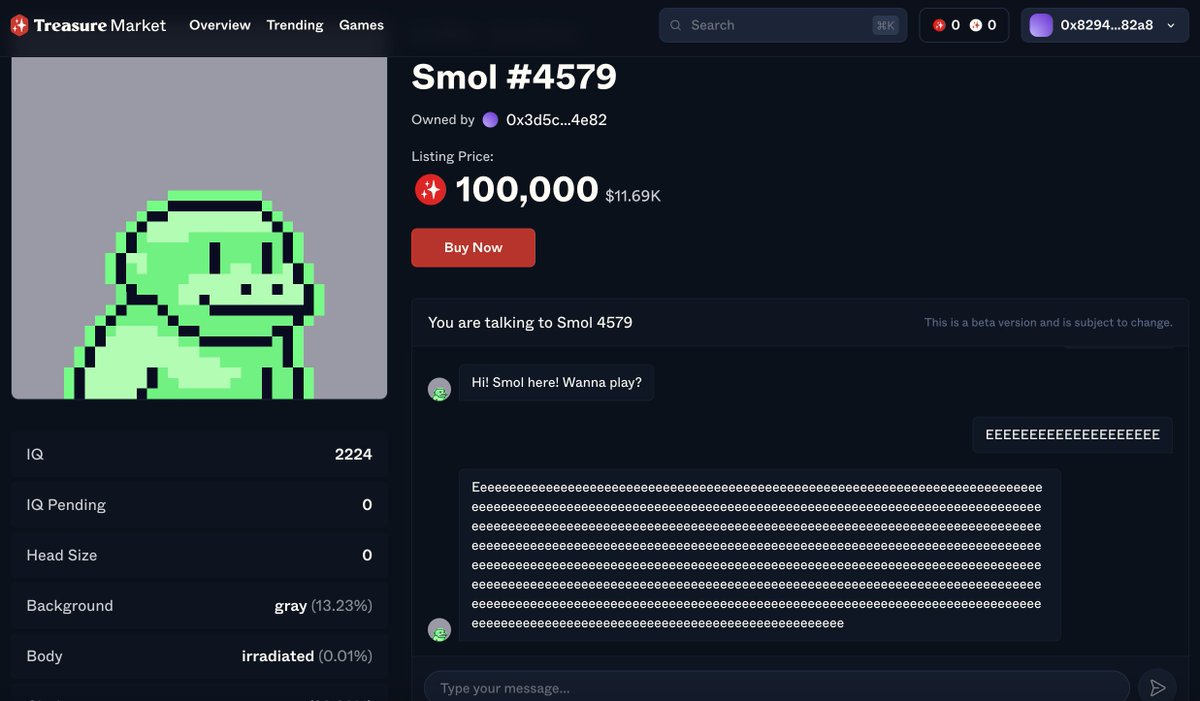 TreAIsure Marketplace Upgraded ✨🤖

The marketplace has been revamped, and with it comes a significant new addition: Chat with AI Smols, powered by a beta feature of Neurochimp.

Full Details 👇