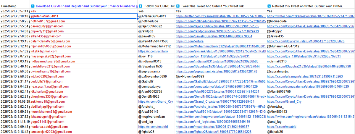 🚨 OONE World #Airdrop Winner Announcement! 🏆

🎉 Thank you to everyone who participated in massive airdrop! Thrilled to announce the winners! Check out the full winner list here: docs.google.com/spreadsheets/d…

💰 Winners will get rewards directly on thier OOne App by <a href="/Oone_World/">OONE.WORLD</a>