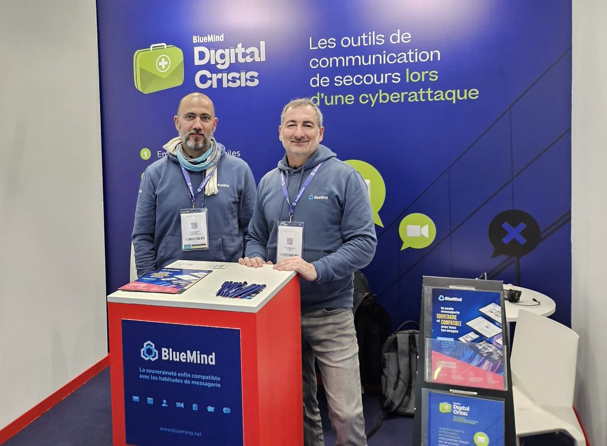 BlueMind (@bluemind) on Twitter photo Le <a href="/FIC_eu/">Forum InCyber (FIC) - EUROPE</a> démarre ! <a href="/pierrebod/">Pierre Baudracco</a> et <a href="/sylvaingarcia/">sylvain garcia</a> vous attendent au Grand Palais de Lille avec #AUCAE, jusqu'à jeudi pour parler de #DigitalCrisis, l'outillage de communication de secours en cas de #cyberattaque
📍Lille 🗓️1-3 avril
#ransomware #cybersécurité #CyberSec Le <a href="/FIC_eu/">Forum InCyber (FIC) - EUROPE</a> démarre ! <a href="/pierrebod/">Pierre Baudracco</a> et <a href="/sylvaingarcia/">sylvain garcia</a> vous attendent au Grand Palais de Lille avec #AUCAE, jusqu'à jeudi pour parler de #DigitalCrisis, l'outillage de communication de secours en cas de #cyberattaque
📍Lille 🗓️1-3 avril
#ransomware #cybersécurité #CyberSec