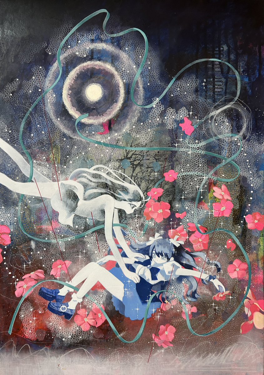 KanaOhtsuki's tweet photo. 心が揺れ動いてしんどいなって時は絵画がちゃんとフラットな状態に戻れるように機能してくれる。自分の絵はそのように作っているので、お部屋に飾って貰えたら嬉しい。自分の作品は空間に存在してこそ。 https://t.co/yGDx92Jr3e
