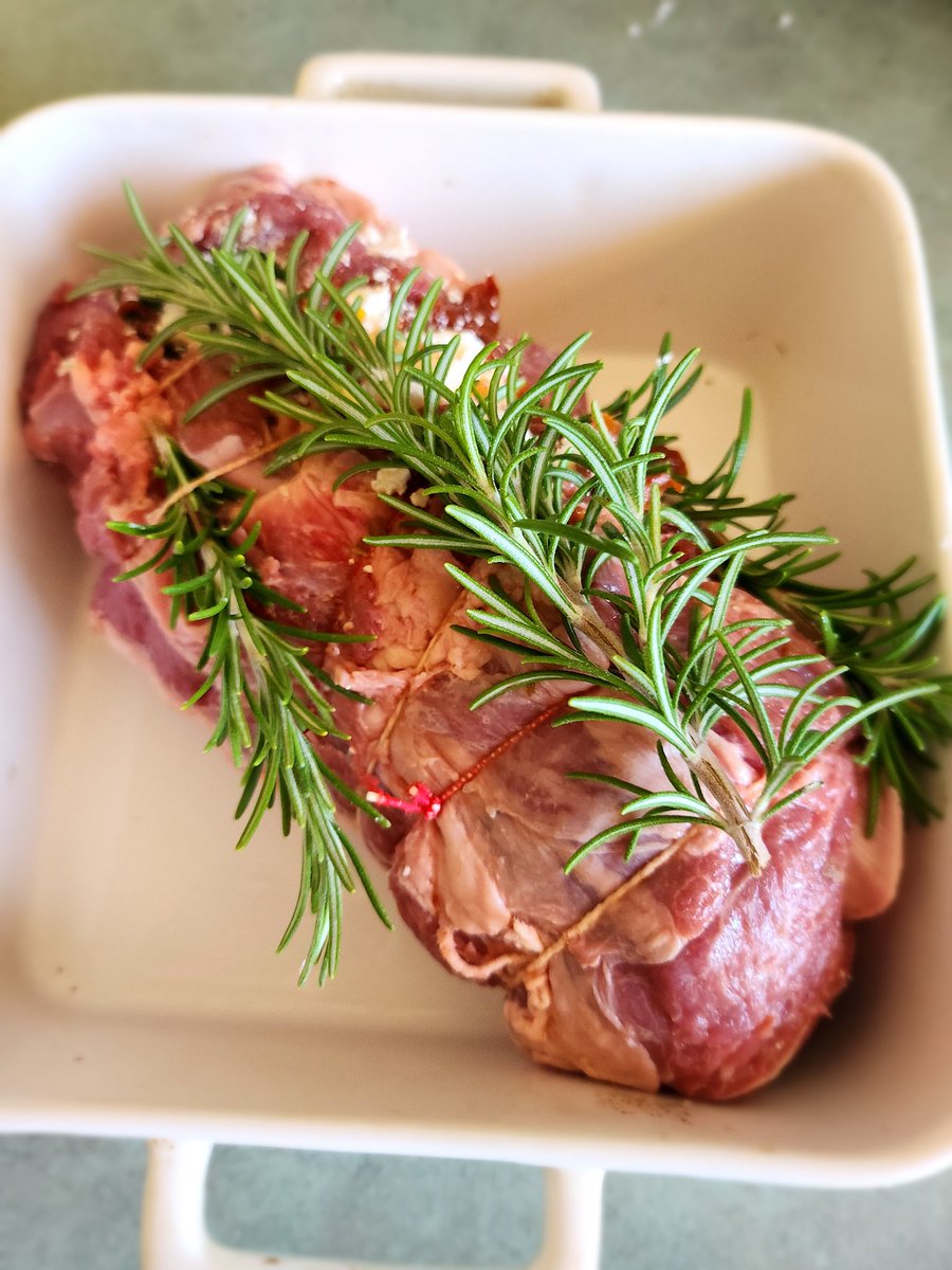 @nicolleflint Dinner ready to hit the oven debone lamb stuffed with sun-dried tomatoes, feta cheese, and fresh herbs. <a href="/RayeCharles/">RACHELE</a>