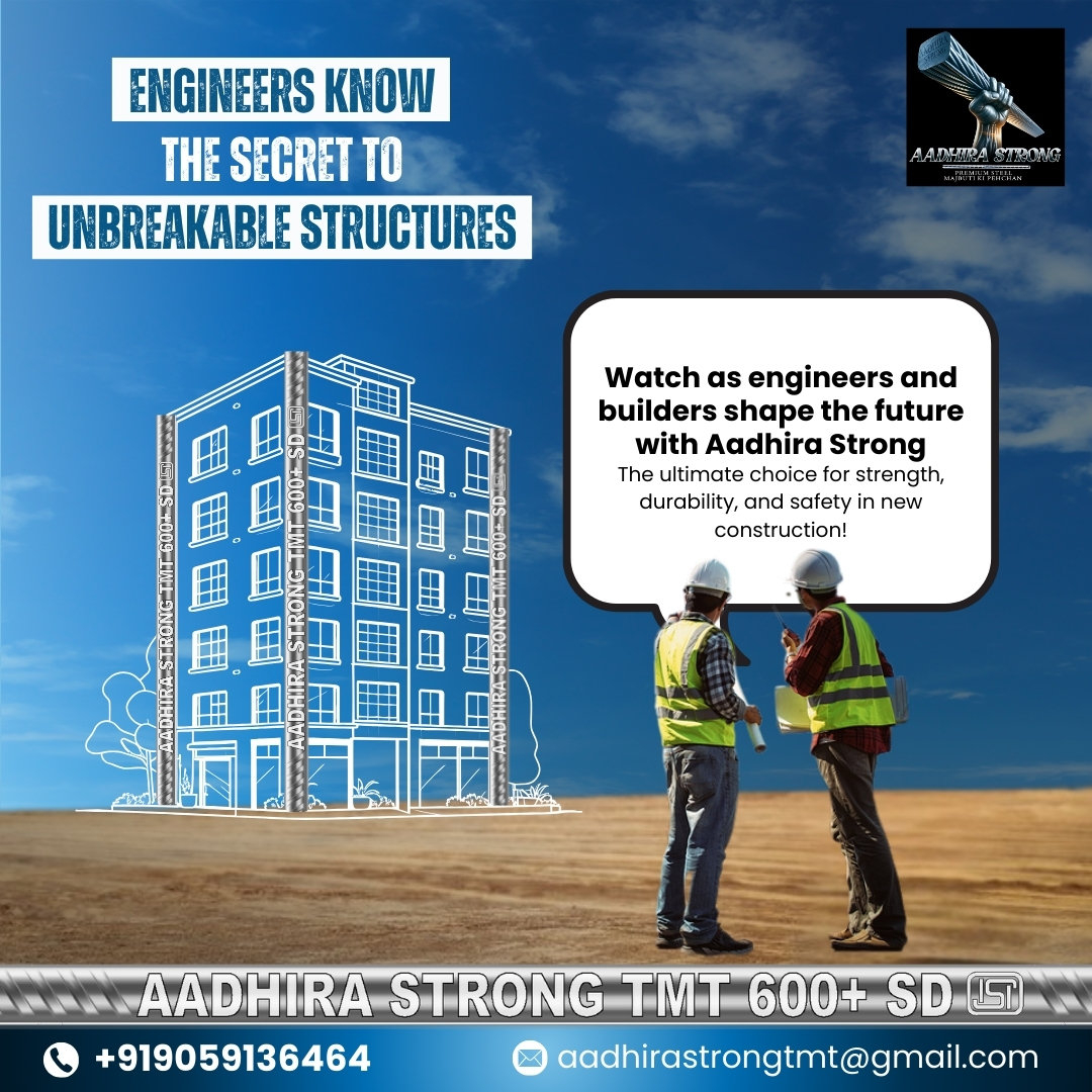 TmtStrong's tweet image. 🔩 Engineers trust Aadhira Strong for unbreakable structures! 🏗️💪
Build with strength, durability, and safety using Aadhira Strong TMT 600+ SD! 🏢🔧
📞 Contact us: +919059136464 📧 aadhirastongtmt@gmail.com
#AadhiraStrong #TMTBars #StrongerStructures #ConstructionMatters