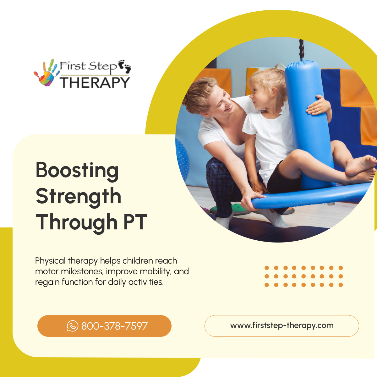 FirstStepTLLC's tweet photo. Our physical therapists support kids in building strength, coordination, and confidence for everyday movement. Learn more today! 

#OrangeCityFL #PediatricTherapyClinic #KidsPhysicalTherapy https://t.co/H4zRmtiq2n