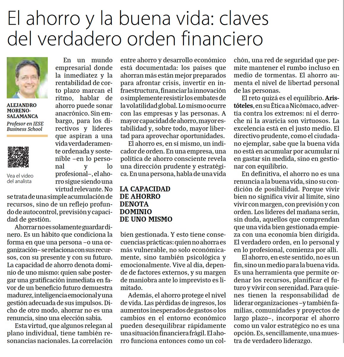 Alejandro Moreno-Salamanca (@almorsal) on Twitter photo The ability to save is self-control: someone who knows how to postpone immediate gratification in favor of a future benefit demonstrates maturity, emotional intelligence, and proper impulse management. In other words, saving isn't a sacrifice, but a wise choice.
<a href="/iesebschool/">IESE Business School</a> The ability to save is self-control: someone who knows how to postpone immediate gratification in favor of a future benefit demonstrates maturity, emotional intelligence, and proper impulse management. In other words, saving isn't a sacrifice, but a wise choice.
<a href="/iesebschool/">IESE Business School</a>