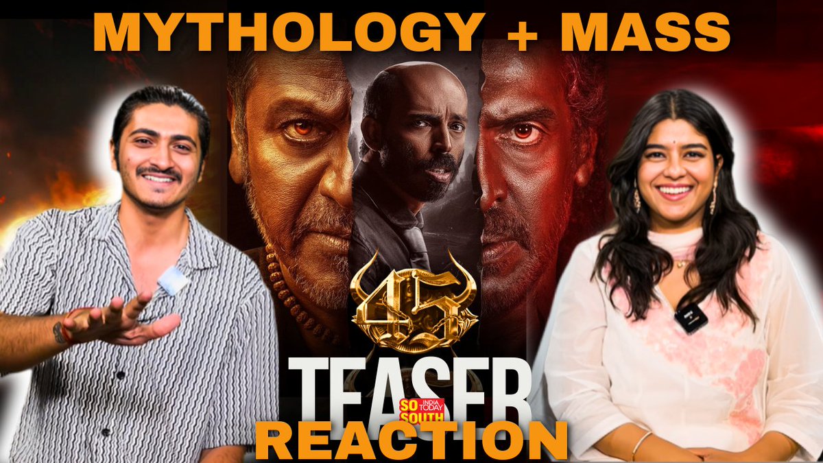 Here's the teaser reaction for #ArjunJanya's #45TheMovie starring #ShivaRajkumar #Upendra #RajBShetty. 
Link: youtu.be/N902GhOy1Qs 
This teaser certainly was unique, seemingly takes mythological inspiration. To know more, check out the video!
<a href="/ponnappa_sanjay/">Sanjay Ponnappa</a> <a href="/extra_afffff/">Afreen Hussain</a>