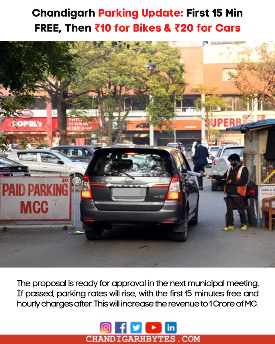 The Chandigarh MC is planning to increase the parking charges, pending approval in the next meeting.

#Chandigarh #chandigarhbytes #Chandigarhparking #ChandigarhMC