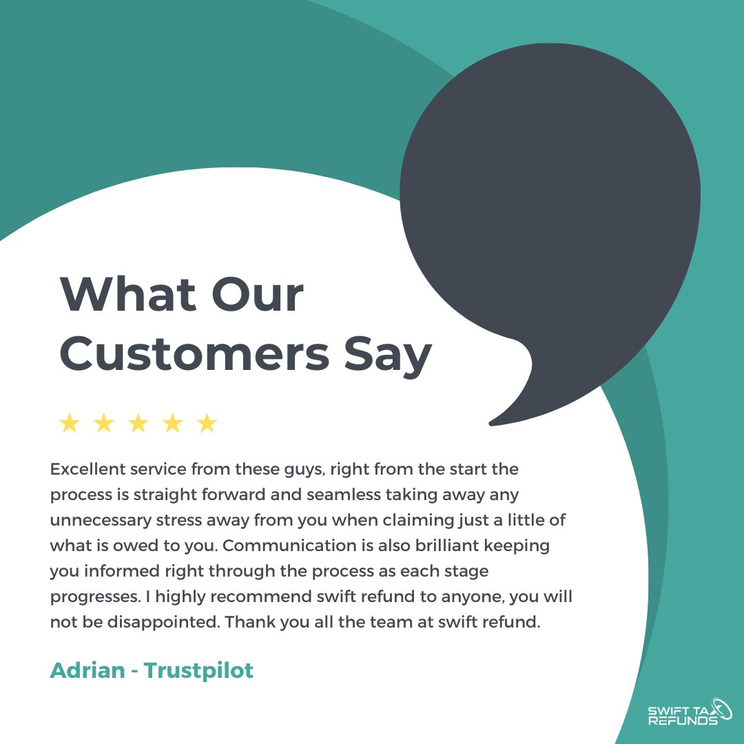Thanks for the kind words, Adrian!🙌At Swift, we’re dedicated to keeping you informed and making the process as smooth as possible from start to finish💷

If you're ready for a hassle-free tax refund, we’ve got you covered!

👉 Start your claim today: hubs.li/Q032138v0