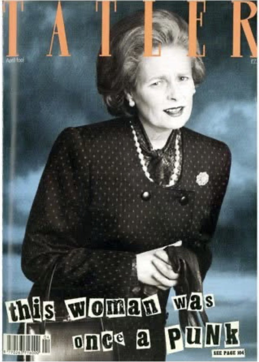 My favourite ever ‘April Fool’ - Vivienne Westwood dressed as Margaret Thatcher made a memorable cover for society magazine Tatler in 1989 and had readers doing a double take when it appeared in newsagents #AprilFoolsDay #VivienneWestwood