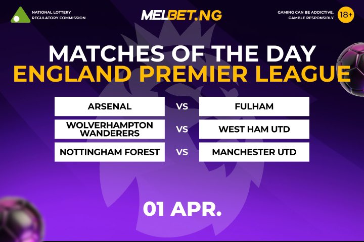 MelbetNigeria's tweet photo. True English football at its finest! ⚽️ The #PremierLeague delivers intense, high-energy action today. Who’s going to claim the win? 🔥
❗️Events are in #NoGoalNoProblem promo. More at https://t.co/wWK1346Q44
#WelcomeBonus up to 300000 NGN with promo👉🏾 MELXNG
🔗 Register Now: https://t.co/BX0ZcpOro3
#EPL #Arsenal #Fulham #Wolves #WestHam #NottinghamForest #ManUtd #ManUnited