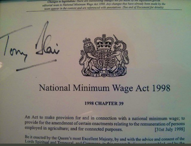 labour_history's tweet image. #OTD 1999. Introduction of the Minimum Wage. 

The change gives an overnight pay rise to over two million people - more than half of them in the service sector

Thread on the battle to introduce it 👇🏼