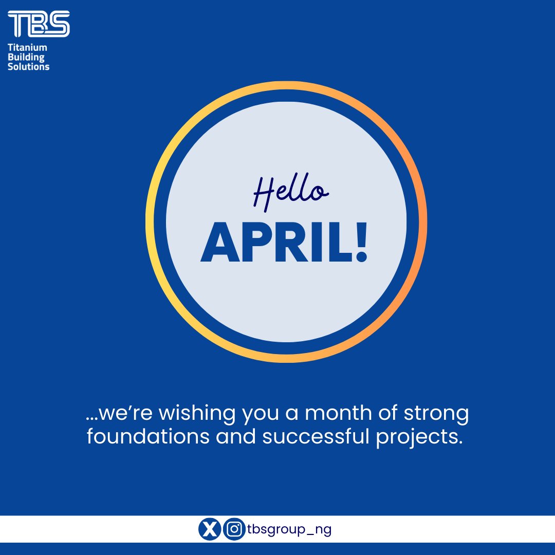 Happy New Month, Naija! 🌟
April is for building strong with TBS Group.
What’s your big project this month—bungalow, duplex, plaza? Reply! #HappyNewMonth #BuildStrong
