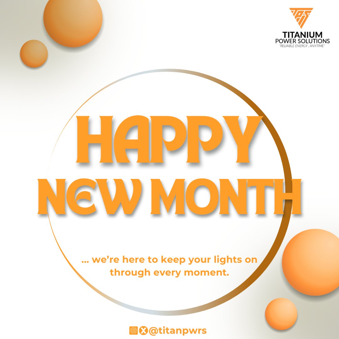 Happy New Month! ⚡
April is for uninterrupted power with TitanPwrs. No NEPA wahala!
What’d you do with steady power? Reply! #HappyNewMonth #PowerUp