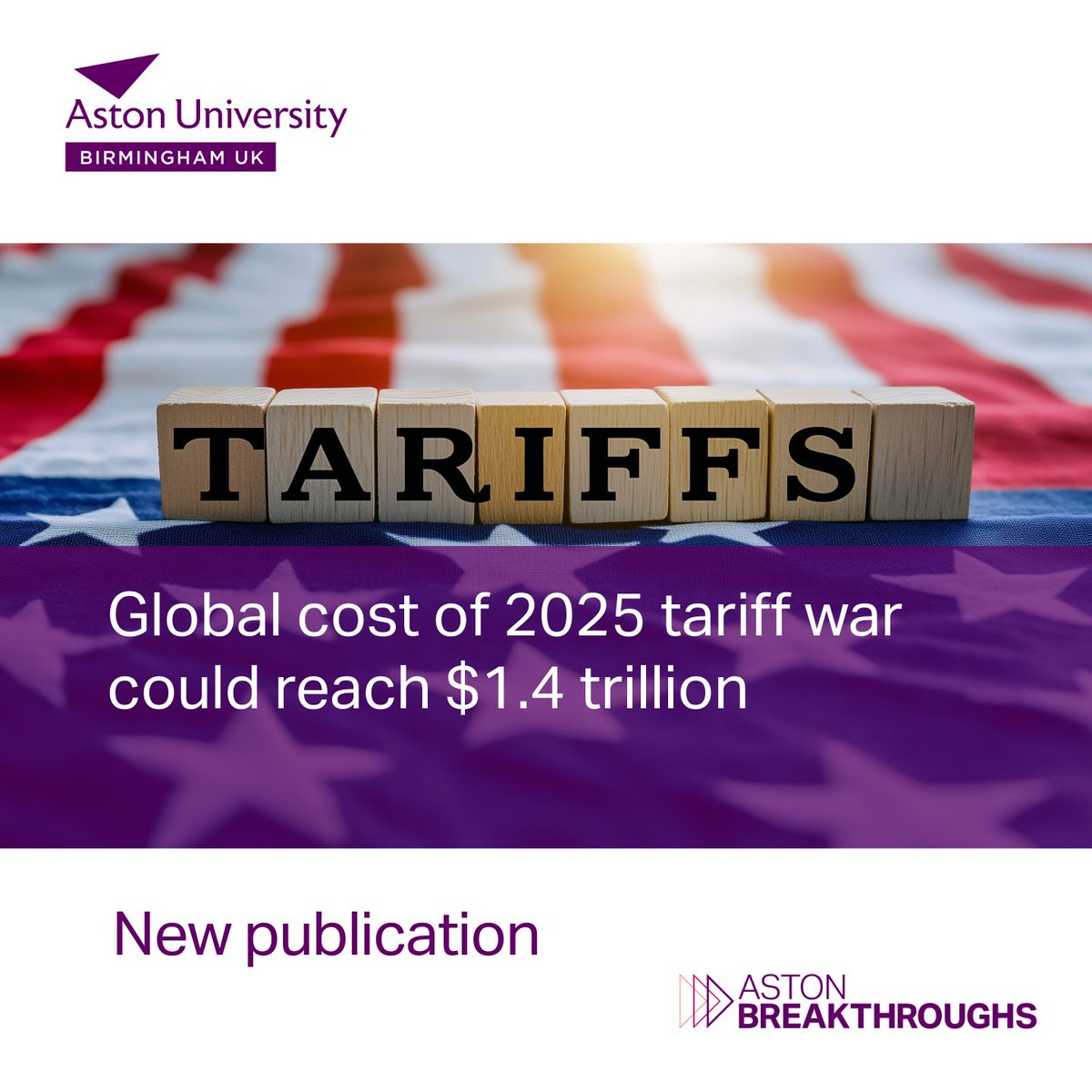 Aston University PR (@astonpress) on Twitter photo 🌎| Global cost of 2025 tariff war could reach $1.4 trillion
📰 A new report from <a href="/AstonBusiness/">Aston Business School</a> School evaluates the economic fallout of US tariffs across six potential future scenarios
👉t.ly/qDFk4
#TeamAston 🌎| Global cost of 2025 tariff war could reach $1.4 trillion
📰 A new report from <a href="/AstonBusiness/">Aston Business School</a> School evaluates the economic fallout of US tariffs across six potential future scenarios
👉t.ly/qDFk4
#TeamAston