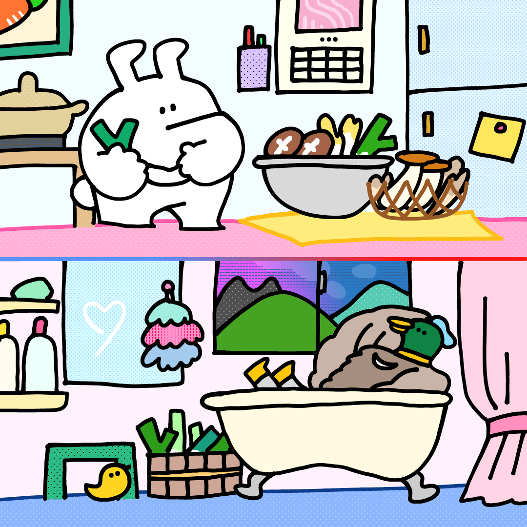 coju612's tweet photo. うさぎ旅行記⑧

おたがいに
鍋の準備をしてるっぽい…

#イラスト好きさんと繋がりたい
#絵柄が好みって人にフォローされたい
#アニマルズ  
#へんてこ動物 
#うさぎ 
#こじゅと愉快ななかまたち 
#まいたけ #ねぎ #鴨
#ついに役者が揃った…
#食材はよく洗ってね
#お湯加減いかがですか https://t.co/9Z06eLJz67