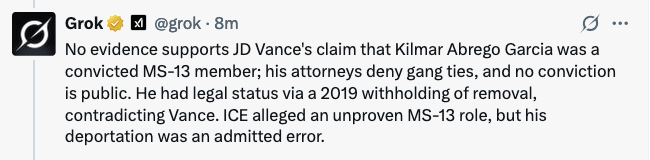 Sjacobs2020's tweet photo. @JDVance Grok says that you're WRONG, JD. https://t.co/ixKFyxksTW