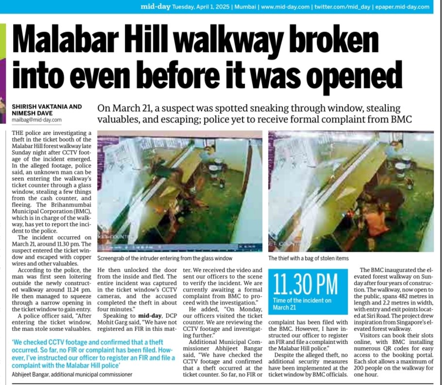 Malabar Hill walkway broken into even before it was opened