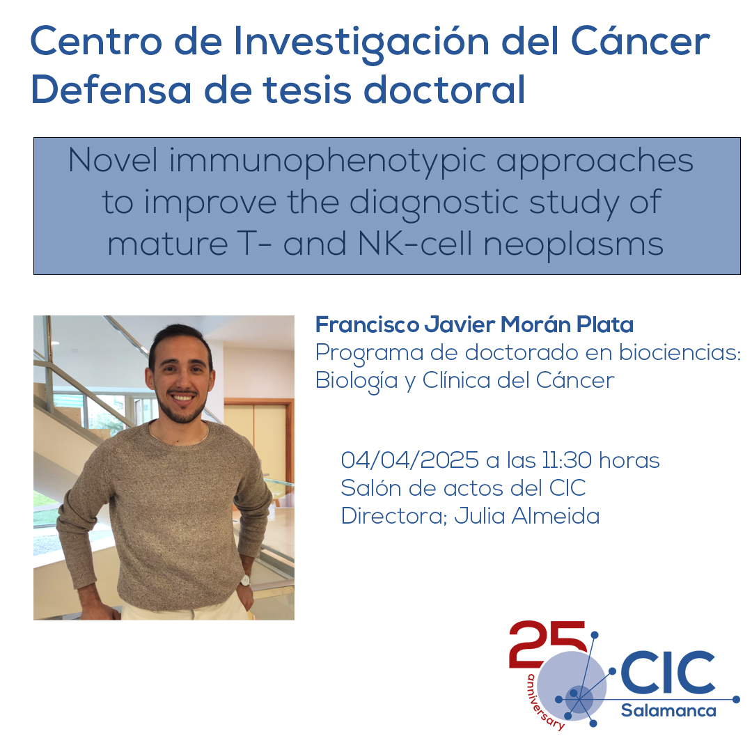 El viernes Francisco Javier Plata, del <a href="/LabOrfao/">Orfao Lab</a>, defenderá la siguiente tesis doctoral