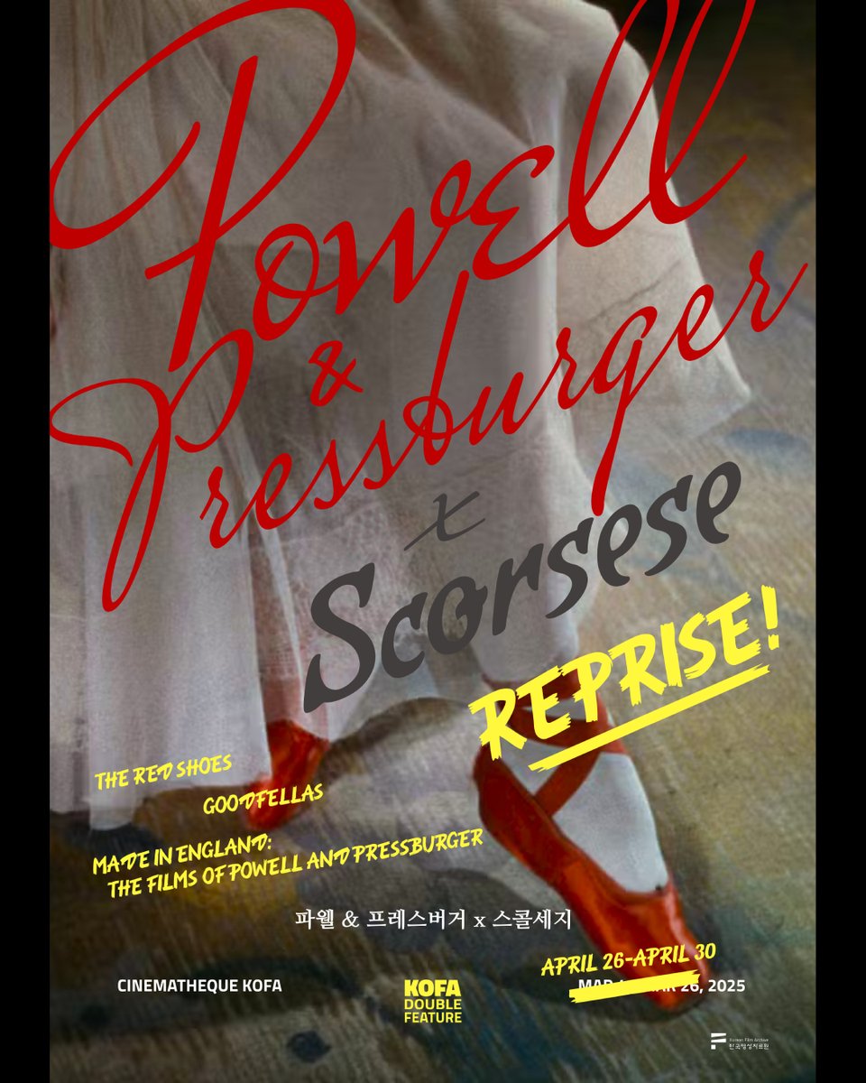 안녕하세요. 시네마테크KOFA입니다. 4월 KOFA 더블 피쳐, ‘파웰 & 프레스버거 x 스콜세지 REPRISE!’를 공개합니다. 지난달, 많은 관객분들께서 ‘파웰...