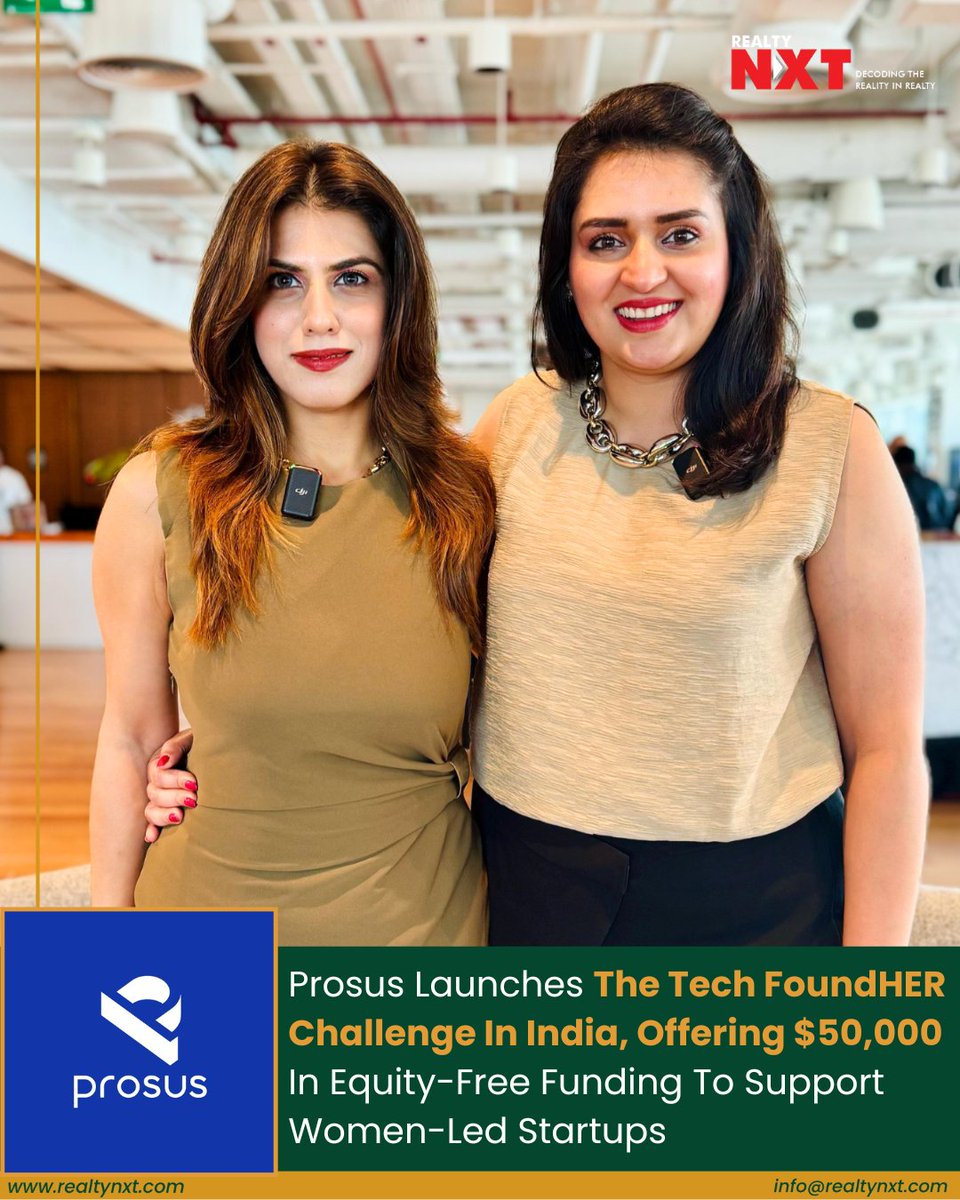 RealtyNXT's tweet image. #News | @Prosusgroup has introduced #TechFoundHER Challenge in India, providing $50,000 in equity-free funding to #WomenLedStartups. In collaboration with Encubay &amp;amp; VAIA Climate, the initiative aims to close the gender funding gap in tech.

#RealtyNXT #WomenInTech #FemaleFounders