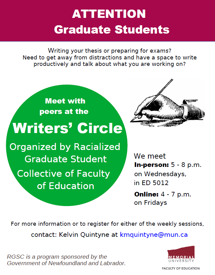 Tomorrow in ED5012 from 5-8 p.m., and online Fridays from 4-7 p.m.!