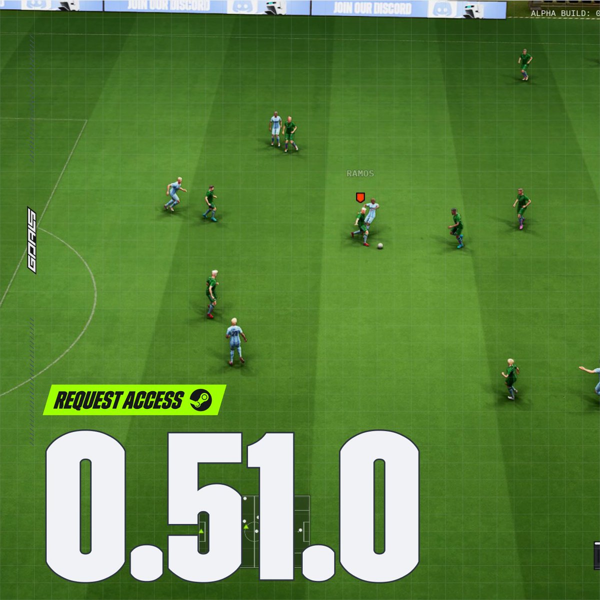0.51.0 is live!

- New improved grass, crowds and flags
- Improvements to stand tackle consistency and animation variety
- Buffed goalie saves on crosses to ensure they secure the ball when coming out
- Removed unintended blocks on certain close-range passes
- Improved ball