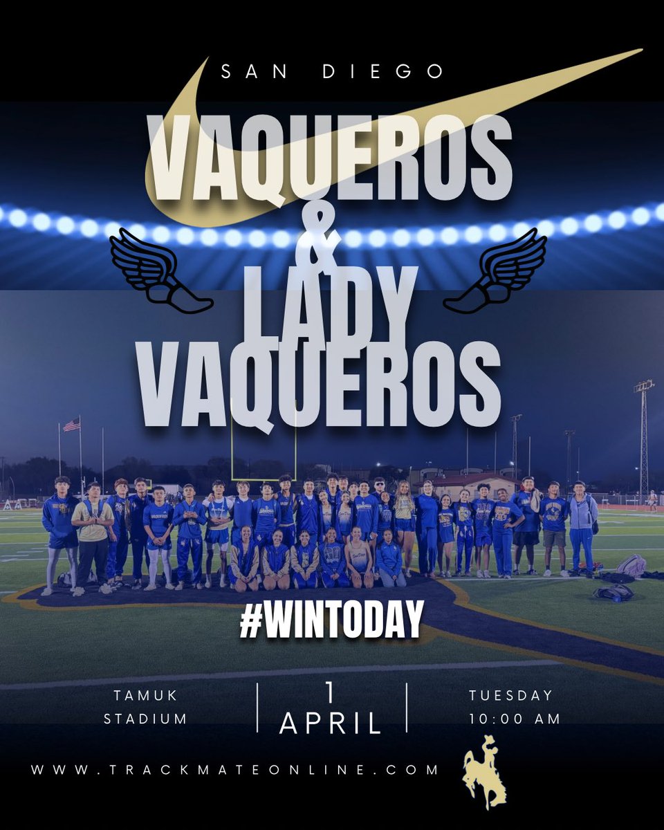 Day 1 of the District Meet! 

70+ Athletes are competing for the Blue and Gold today. These young men and women are ready to represent San Diego, Texas, America. 

#WinToday