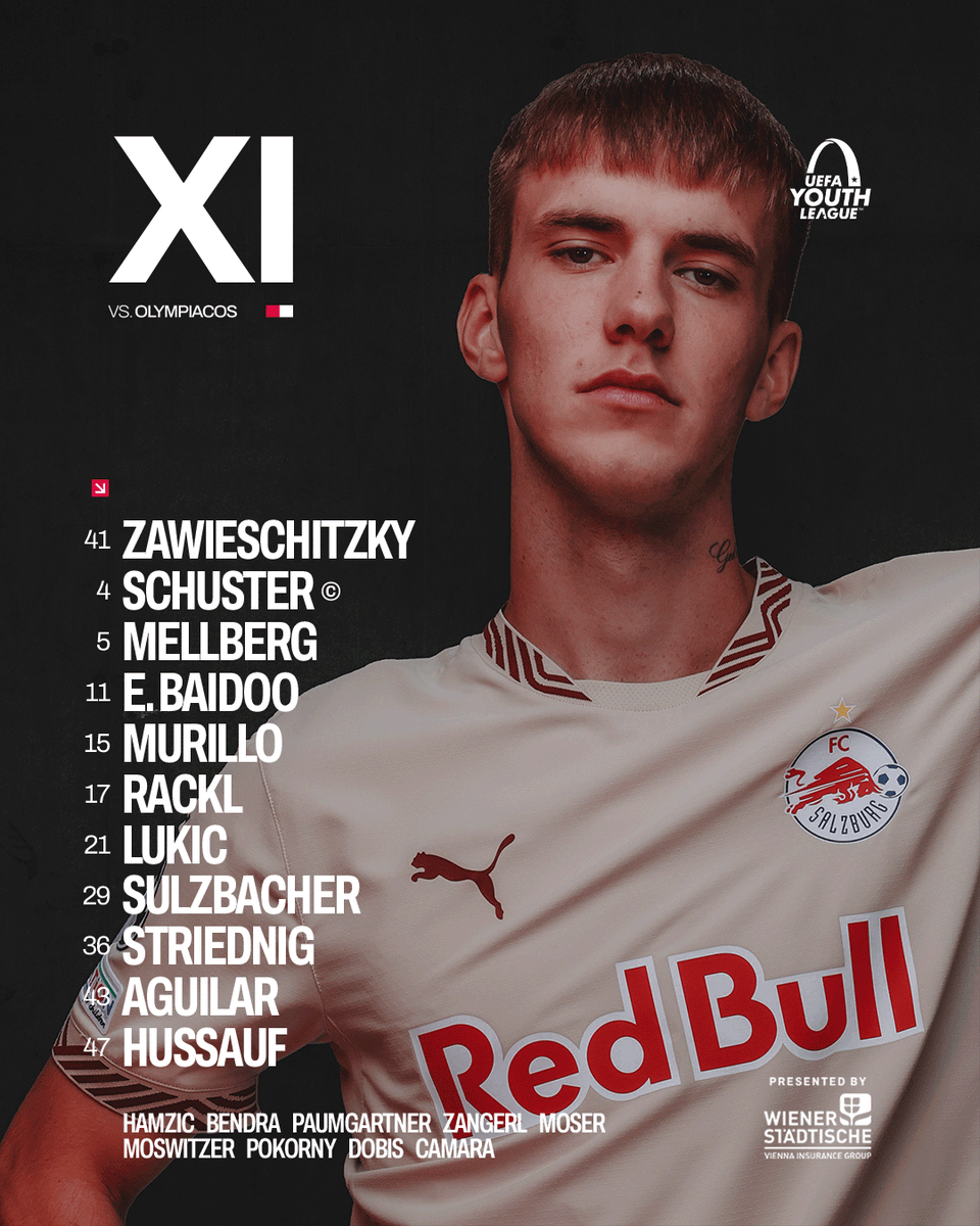 RedBullSalzburg's tweet photo. So starten unsere Jungbullen ins UEFA Youth League-Viertelfinale! 🔴⚪️

#SALOLY #UYL https://t.co/a8xQ6EUC6b