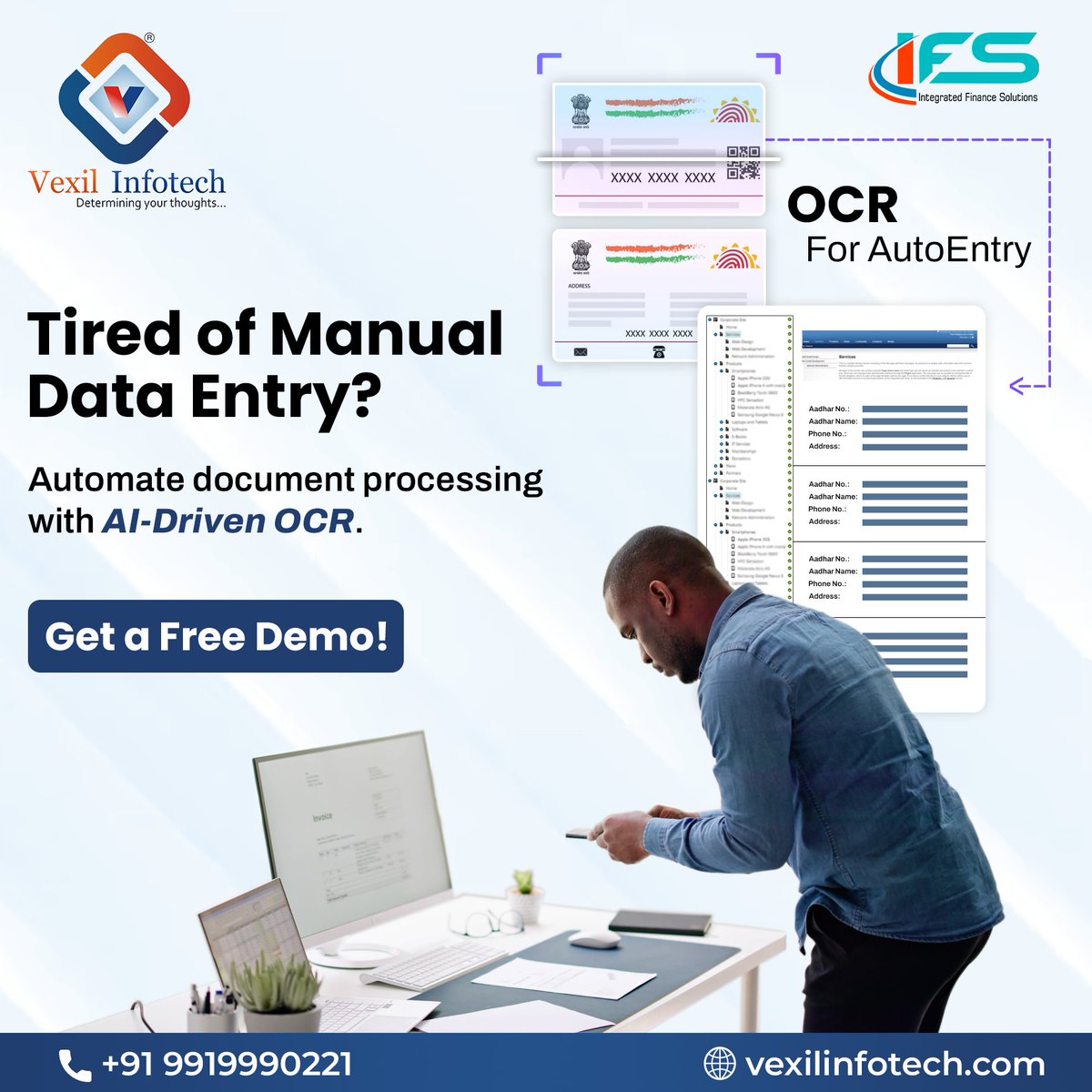 vexil_infotech's tweet image. Fed up with manual data entry?
Automate document processing with AI OCR for error-free, efficient results.
Get your free demo today!
🌐 vexilinfotech.com
📞+91 9919990221
#manualdataentry #AIDriven #nbfcsoftwaresolutions #nbfc #ifs #IFS #vexilinfotech