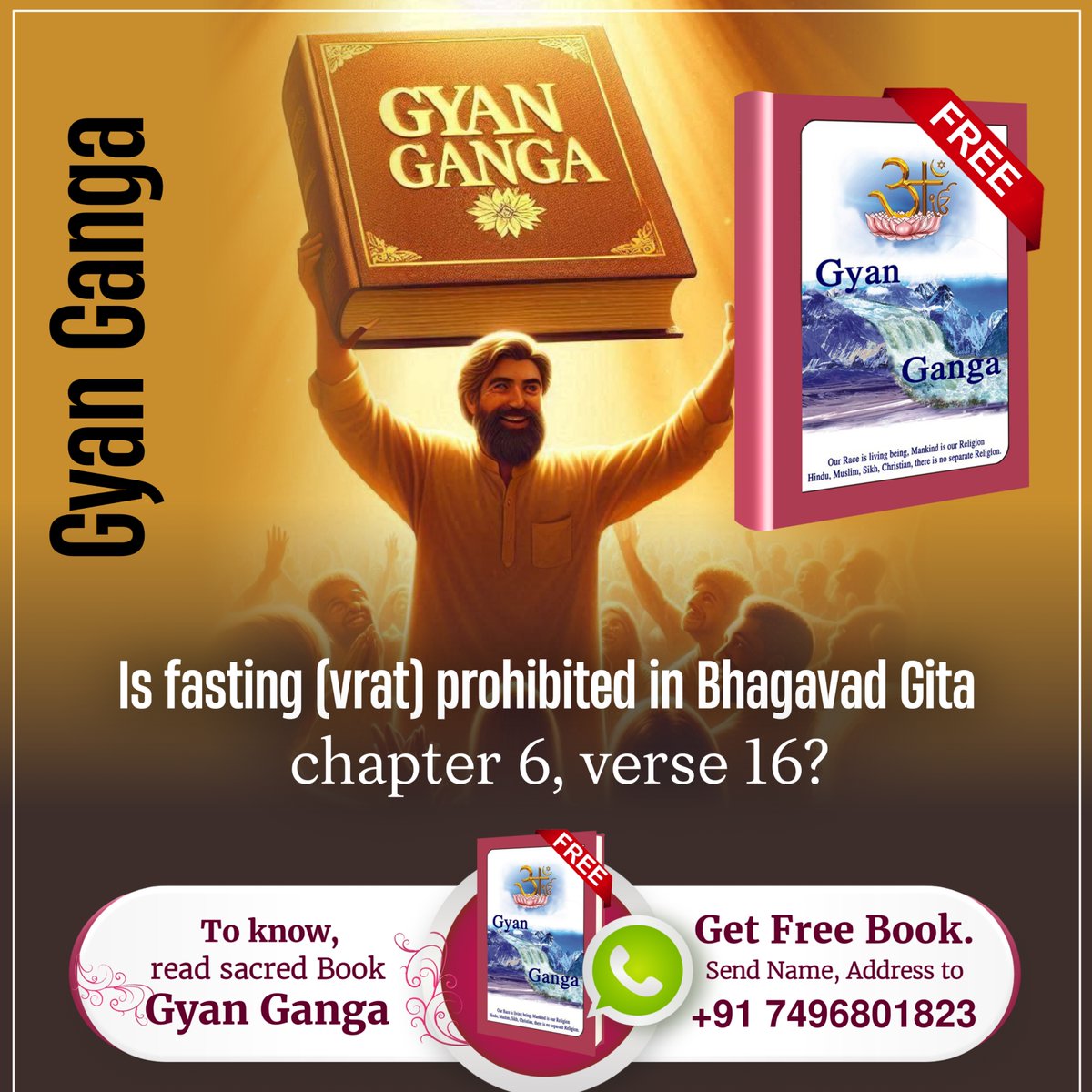 SaintRampalJiM's tweet photo. Is fasting prohibited in Bhagavad Gita To know, visit Sant Rampal Ji Maharaj YouTube Channel.  #GyanGanga #SantRampalJiMaharaj https://t.co/59lQQYulnh