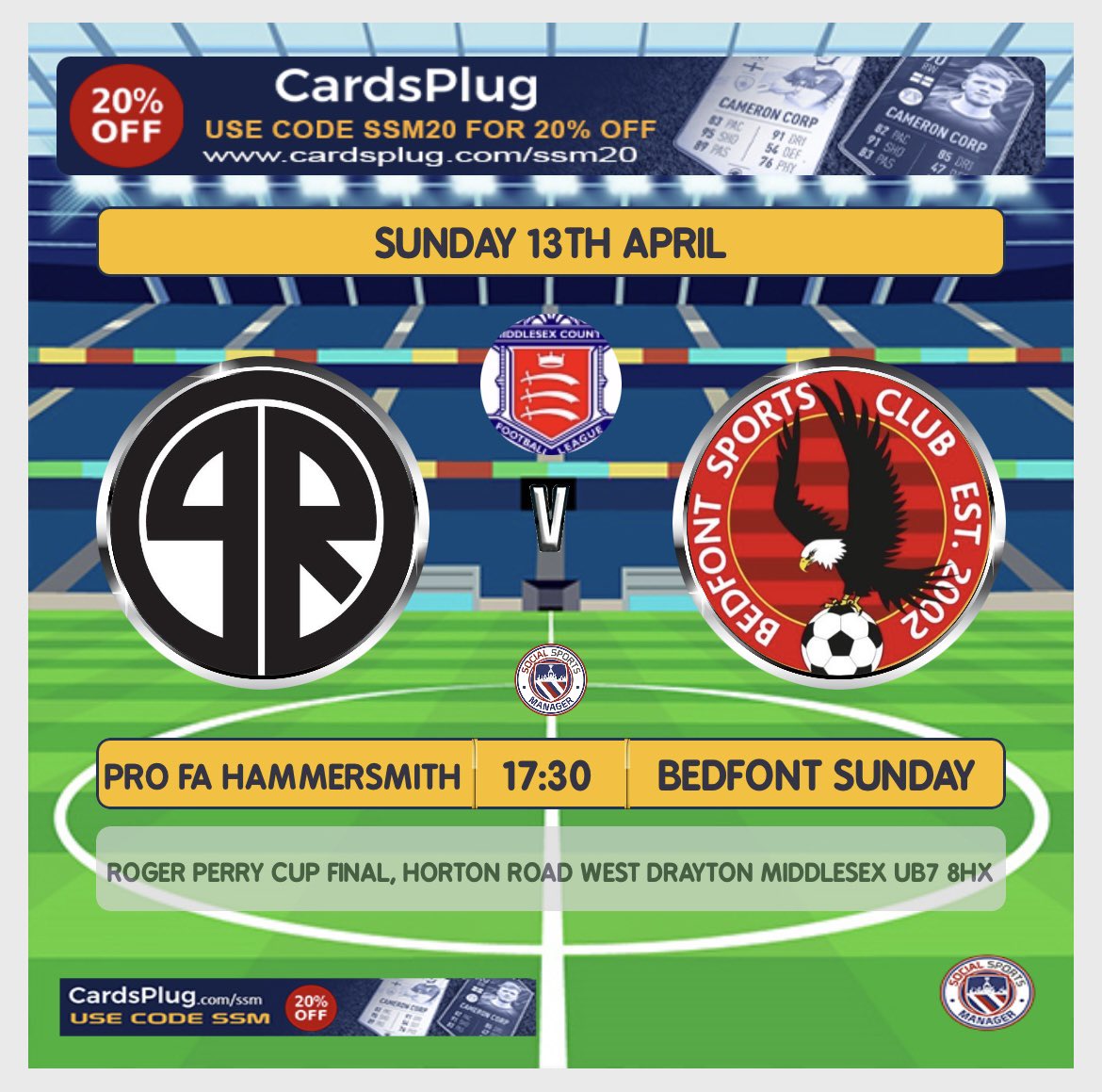 Cup Final Incoming!!
<a href="/BSFC_Official/">Bedfont Sports Club</a> 
Be good to get as much support as possible!! #EAGLES