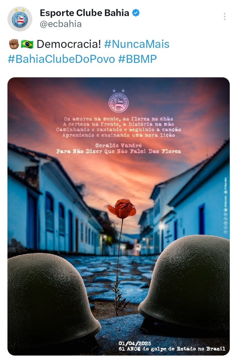 O Bahia postou hoje, na data mais correta. Uma mensagem mais criativa que a do Vasco.
Como eu disse, ainda dá tempo.
