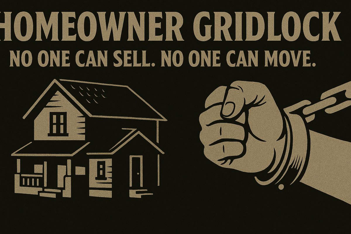 The golden handcuffs are tightening.

Homeowners are rate-locked. Buyers are priced out.
The dream is dead.

What happens when no one can move, sell, or buy?
We print memes. We hedge with $GDP.

 This collapse is our catalyst.

🌐: gdp.fail