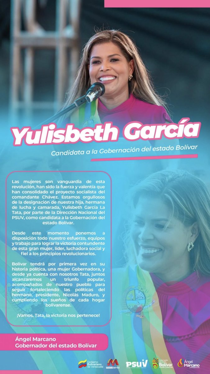 El gobernador <a href="/amarcanopsuv/">Ángel Marcano</a> apoya incondicionalmente a <a href="/tatachavista/">Yulisbeth García</a> !! 
Venceremos junto a <a href="/NicolasMaduro/">Nicolás Maduro</a> <a href="/PartidoPSUV/">PSUV</a> <a href="/delcyrodriguezv/">Delcy Rodríguez</a> <a href="/dcabellor/">Diosdado Cabello R</a>
