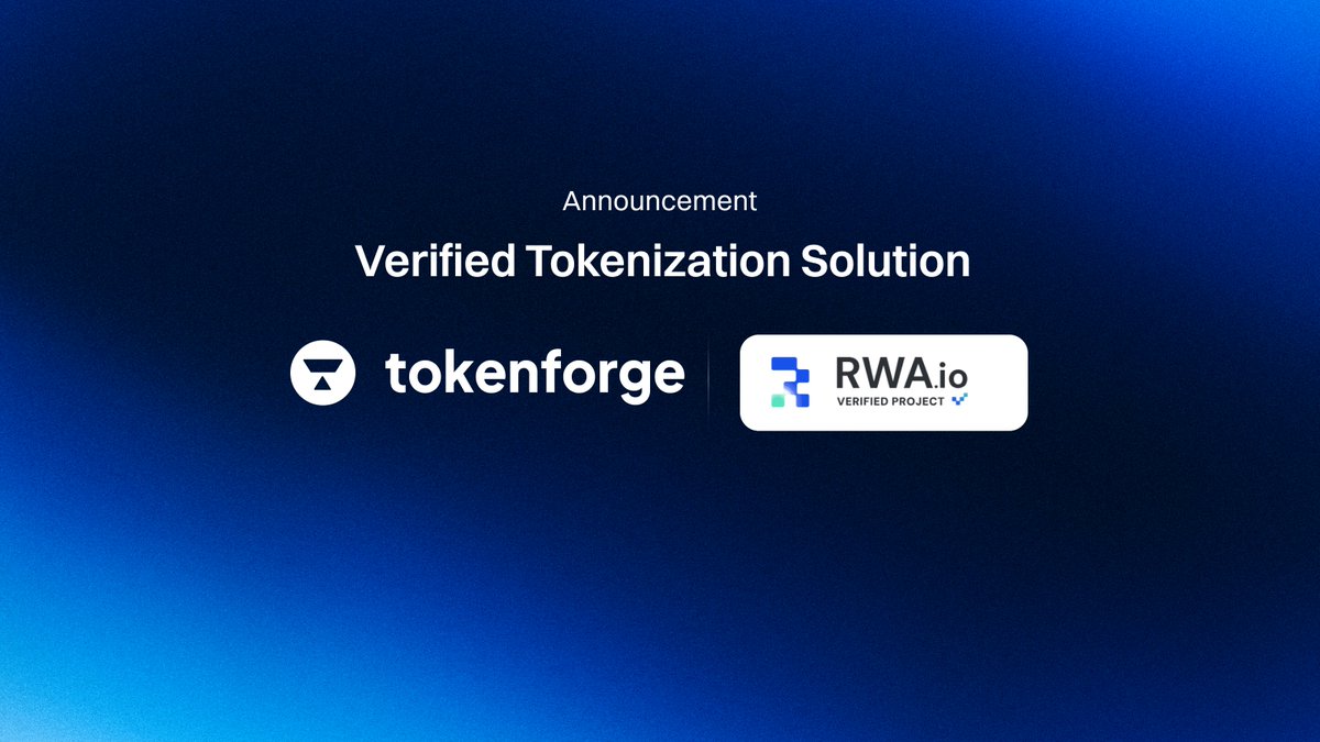 We're now officially listed as a verified tokenization provider on <a href="/rwa_io/">RWA.io</a> ☑️

Proud to be recognized as part of the world leading infrastructure landscape for Real World Assets! Looking forward to what’s ahead!  #tokenforge #RWA #tokenization #AI #Fintech #DigitalAssets #MiCAR