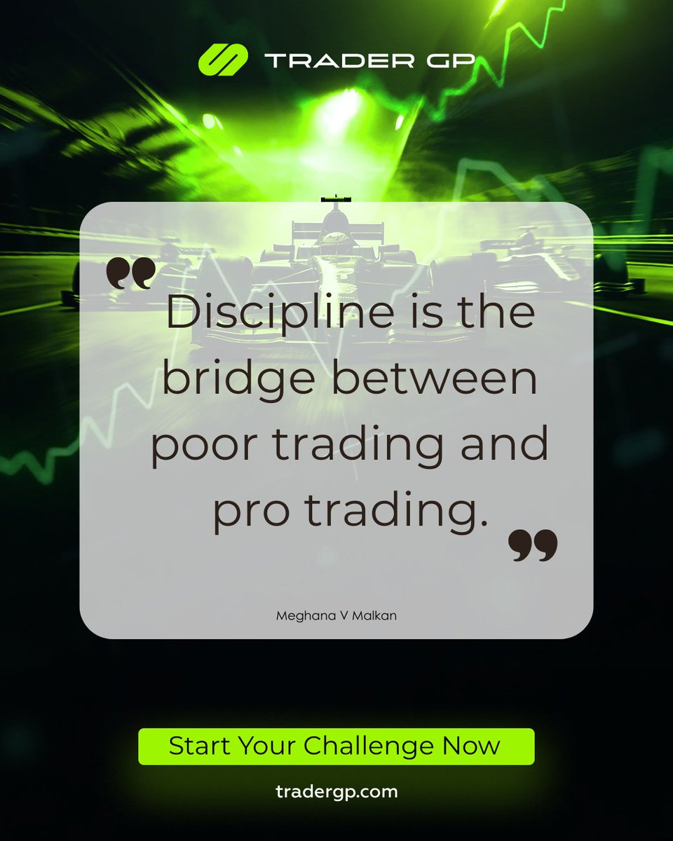 tradergp_en's tweet photo. "Discipline = the bridge from poor to pro trading.  Ready to up your game? Join the Trader GP challenge now!"
https://t.co/0omHhXR0vo 

#TradingTips #Discipline #TraderGP https://t.co/yavWerZlop