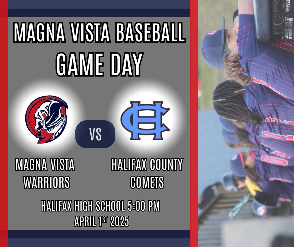 Magna Vista Baseball starts District play this week. On the road today @ Halifax, Game time is 5:00.