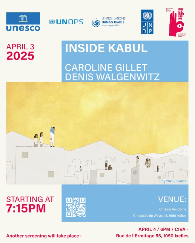 UNDPEU's tweet image. After the Taliban takeover, two Afghan women—one in Kabul, one in a refugee camp—shared their realities through voice notes.

Join the screening of 'Inside Kabul' @MilleniumFest, a gripping story of loss &amp;amp; resilience.

📅 Apr 3, 19:15 – Cinema Vendôme
🎟️ festivalmillenium.org/inside-kabul-3