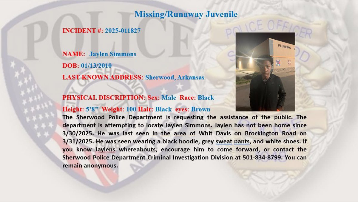 Please assist Sherwood PD