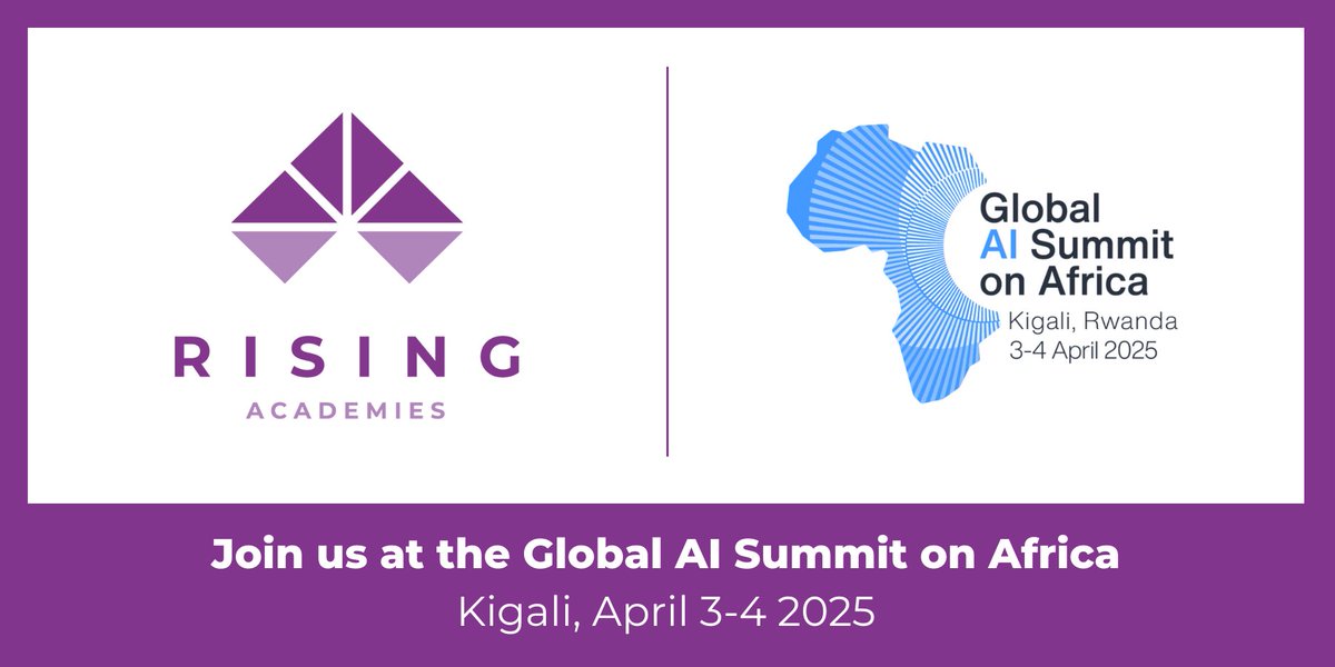 Join us at the Global AI Summit on Africa (GAISA2025)!
📍Kigali, Rwanda
📅April 3 - 4

Rising has been selected to exhibit at GAISA2025, co-hosted by the <a href="/wef/">World Economic Forum</a> &amp; <a href="/c4ir_rw/">Rwanda Centre for the Fourth Industrial Revolution</a> . 

We’re honored to have the opportunity to showcase education-driven innovation in AI, alongside