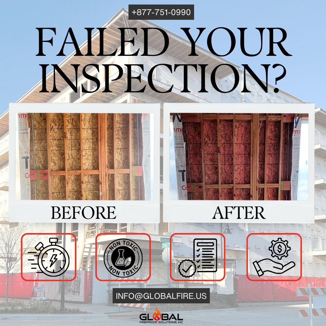 GlobalFireproof's tweet photo. When your project is on the line &amp; you’ve failed inspection due to an oversight or improper installation, you need a fireproofing expert who delivers CODE-COMPLIANT solutions where &amp; when you need them. 
Read more about how to avoid costly delays:
>>> - https://t.co/MxN1SXLWw0 https://t.co/FakEhAH1PE