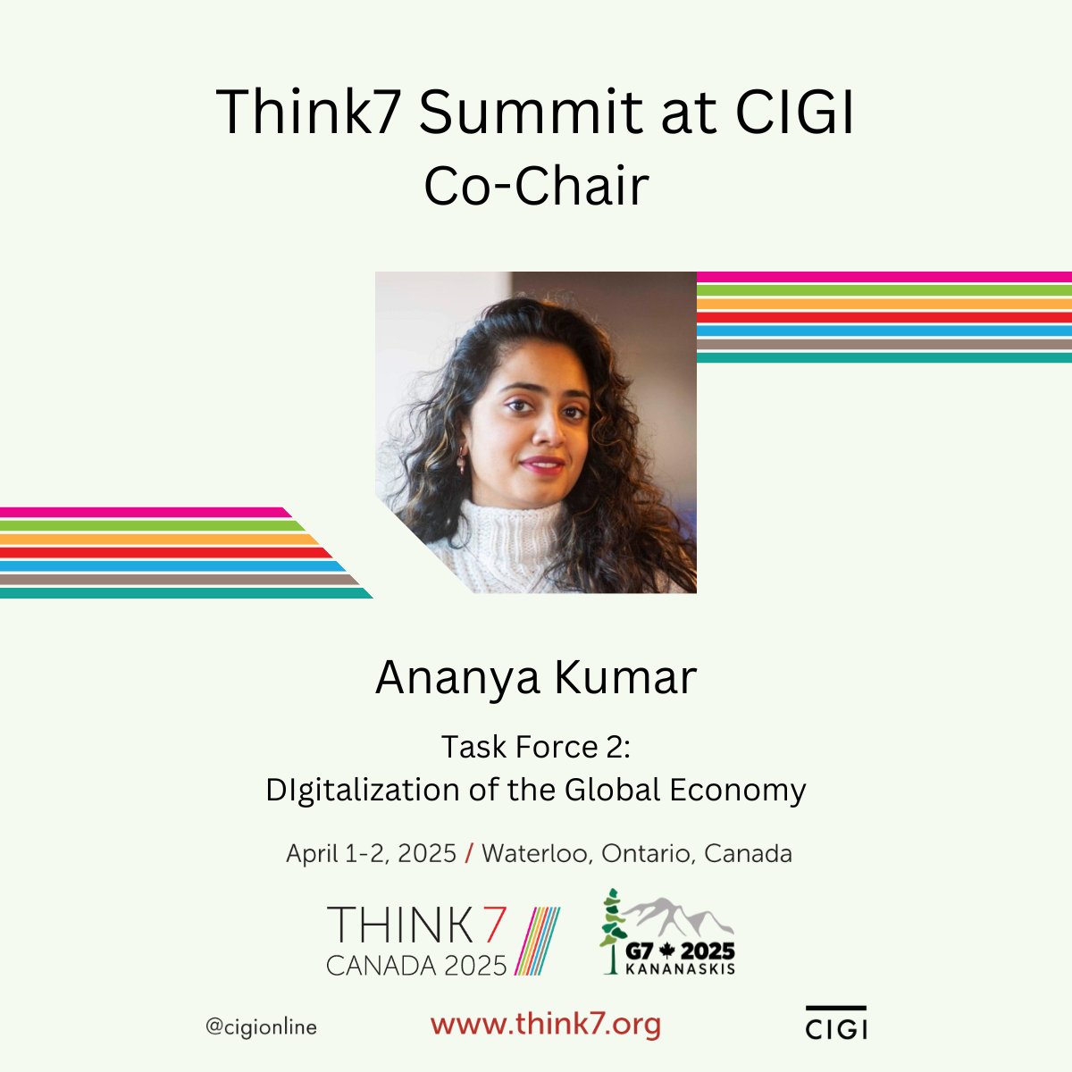 📣 Deputy Director <a href="/ananpoe/">Ananya Kumar</a> is joining <a href="/CIGIonline/">CIGI</a>'s Think7 Summit to discuss key issues shaping the digitalization of the global economy and how to harness its benefits.

Don't miss out and sign-up to attend virtually here⤵️
think7.org/events/