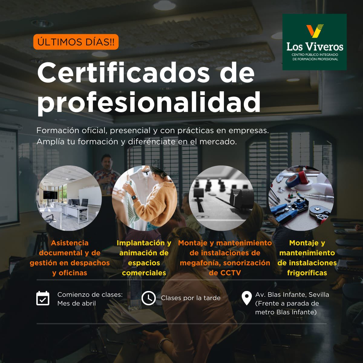 CPIFP Los Viveros (@cpifplosviveros) on Twitter photo No te quedes sin tu plaza
⏰El plazo de inscripción finaliza el 2 de abril.
➡️¡Inscríbete aquí!: lnkd.in/dCQ-YS6J
🟢¿Qué es un certificado de profesionalidad? Son acreditaciones oficiales que te abren nuevas oportunidades en el mercado laboral. <a href="/EducaAnd/">Consejería Desarrollo Educativo y FP</a> No te quedes sin tu plaza
⏰El plazo de inscripción finaliza el 2 de abril.
➡️¡Inscríbete aquí!: lnkd.in/dCQ-YS6J
🟢¿Qué es un certificado de profesionalidad? Son acreditaciones oficiales que te abren nuevas oportunidades en el mercado laboral. <a href="/EducaAnd/">Consejería Desarrollo Educativo y FP</a>