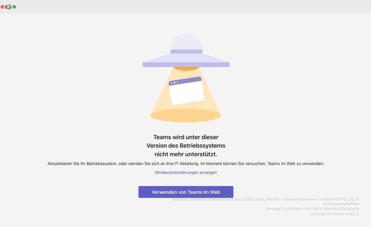 Frank Masurat (@bikeberlin13) on Twitter photo Ist das ein #Aprilscherz <a href="/MicrosoftHilft/">Microsoft Hilft</a> ?
Seit geraumer Zeit läuft #Teams in dieser Version und heute wird die Leistung eingstellt? Ist das ein #Aprilscherz <a href="/MicrosoftHilft/">Microsoft Hilft</a> ?
Seit geraumer Zeit läuft #Teams in dieser Version und heute wird die Leistung eingstellt?