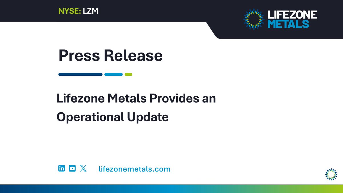 Lifezone Metals Provides an Operational Update

Full details here: bit.ly/4l8543f

$LZM 
#Technology #EV #Metals #Mining #Nickel #Copper #Cobalt #Sustainability