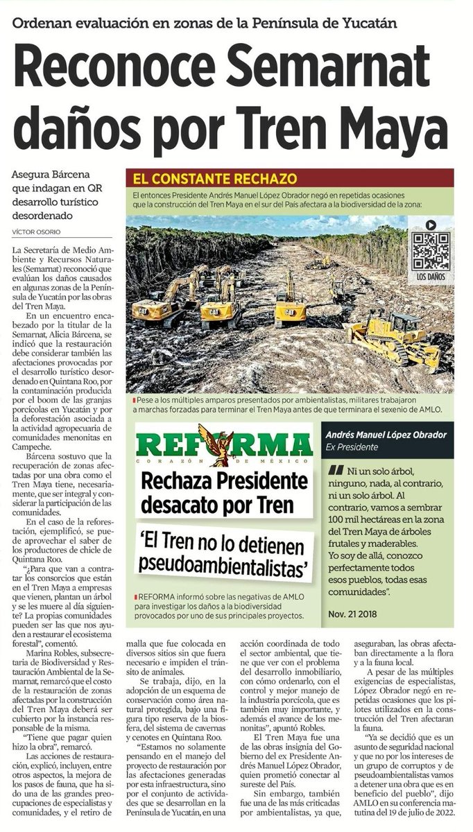 💥 CUAS 💥 

Esto no le va a gustar al mitómano de Palenque

¿Que creen? 

Por fin RECONOCEN que AMLO causó daños irreparables a la flora y a la fauna con la construcción de su mugroso Tren Maya Militar

La pregunta es:

¿Porqué hasta hoy lo aceptan?