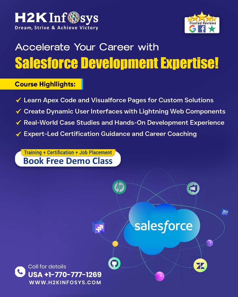 h2kinfosys's tweet photo. ๐ Level up your career with Salesforce development skills! ๐
Learn Apex Code, Visualforce Pages, and Lightning Web Components in our Salesforce course. Gain real-world experience & expert certification guidance.
๐ Sign up: https://t.co/Q76r9mKKuu
#SalesforceDevelopment https://t.co/QzayXj0URR